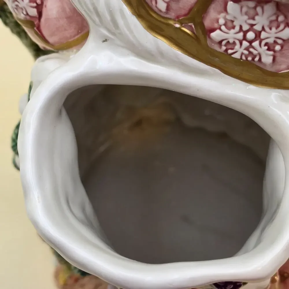 Vintage Fitz & Floyd Snowy Woods Santa Centerpiece Vase 1996 w/ Box 19/1207